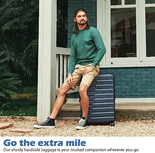 Valise extensible Coolife en polycarbonate ABS avec système TSA, 3 pièces, cadenas, spinner, bagage à main (bleu sarcelle) – Image 6