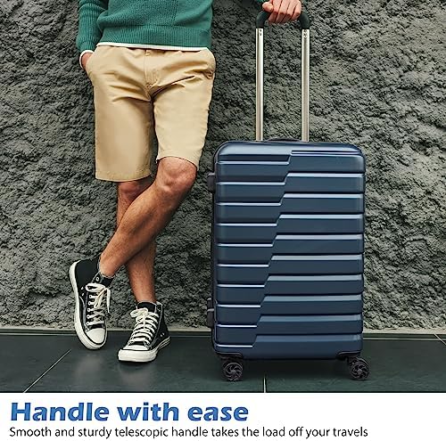 Valise extensible Coolife en polycarbonate ABS avec système TSA, 3 pièces, cadenas, spinner, bagage à main (bleu sarcelle) – Image 2