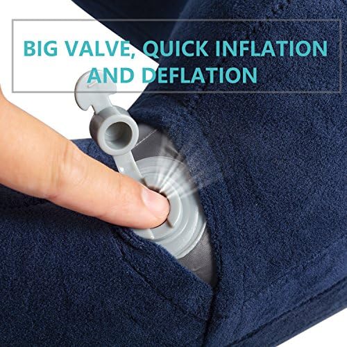 LUZWAY Oreiller de Voyage Gonflable avec Double Vanne,Coussin de Cou Gonflable de Velours Doux et Housse Lavable avec Bouchon d'oreille et Masque pour Les Yeux – Image 4